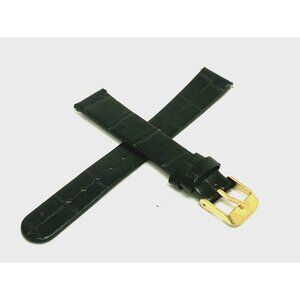 Invicta Women's Watch Replacement Band Black Leather 16mm Lug Gold Steel Clasp